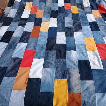 Покрывала ручной работы. Ярмарка Мастеров - ручная работа Джинсовое покрывало. Handmade.