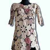 Одежда handmade. Livemaster - original item tunic: Crocheted tunic with flowers.. Handmade.