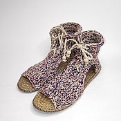 Обувь ручной работы handmade. Livemaster - original item Knitted Boho sandals, cotton multicolor. Handmade.