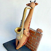 Куклы и игрушки handmade. Livemaster - original item Giraffe-musician. Ceramics. Figures of giraffes. Handmade.