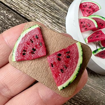 Украшения ручной работы. Ярмарка Мастеров - ручная работа Серьги дольки Арбуза. Ручная работа из полимерной глины. Handmade.