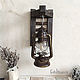 Order Sconce kerosene lamp electric on a wooden base rustic. Elena. Livemaster. . Sconce Фото №3