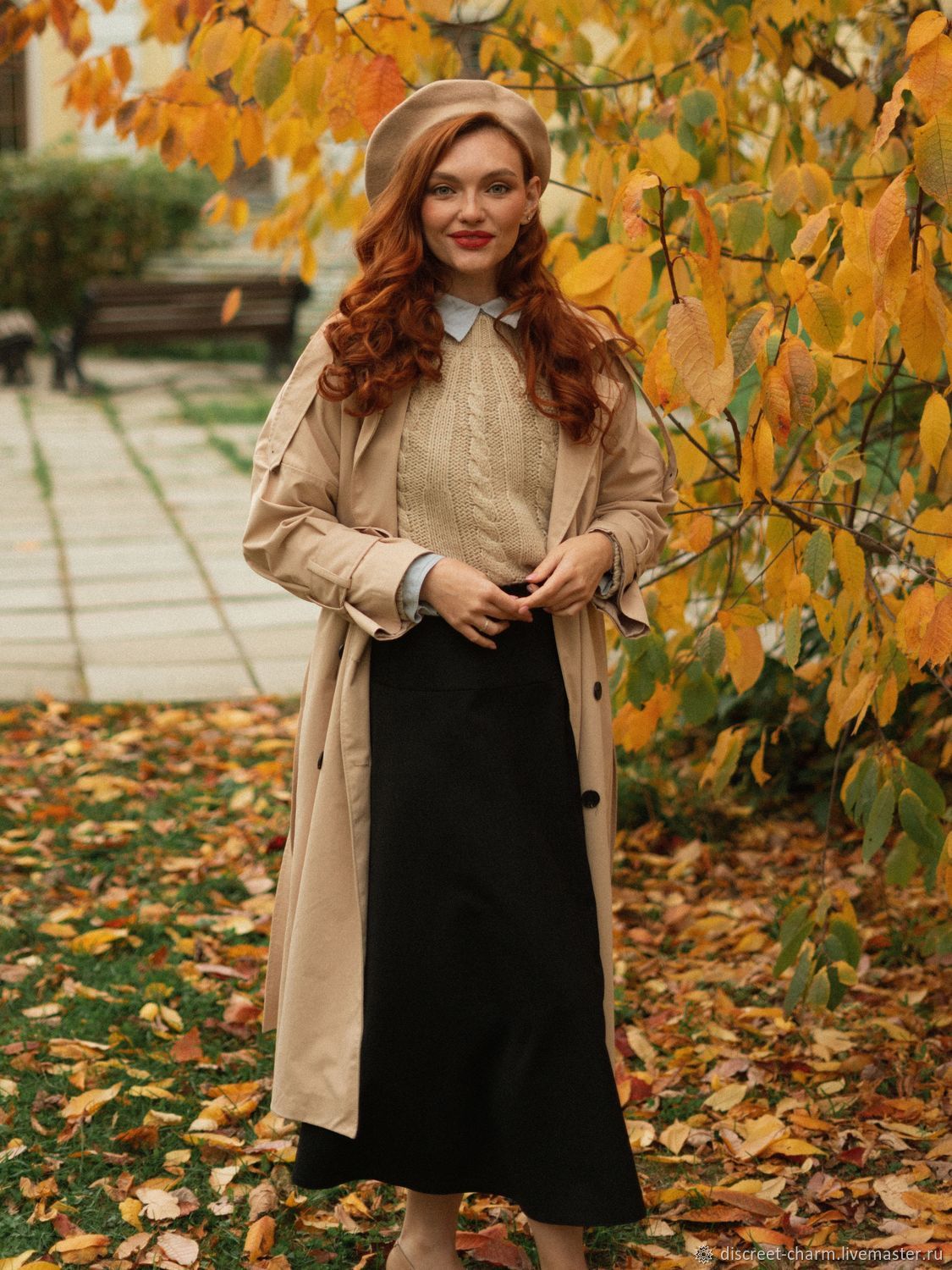 Классическая черная юбка, шерстяная, длинная, теплая, с бантом, зимняя ...