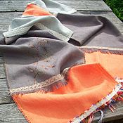 Аксессуары handmade. Livemaster - original item Wraps: Linen scarf with Rosehip embroidery.. Handmade.