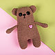 Knitted toys teddy bear brown small with a heart, Stuffed Toys, Moscow,  Фото №1