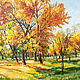 осень, золотая осень, осенний пейзаж,осень в лесу, картина маслом, картина осень, картина для интерьера