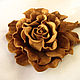 Order Leather flowers. Decoration brooch pin GOLDEN ROSE brown rose. Irina Vladi. Livemaster. . Brooches Фото №3