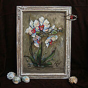 Картины и панно handmade. Livemaster - original item Paintings: still life in a frame with flowers orchid TROPICAL BEAUTY. Handmade.