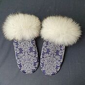 Аксессуары handmade. Livemaster - original item Jacquard mittens with arctic fox 