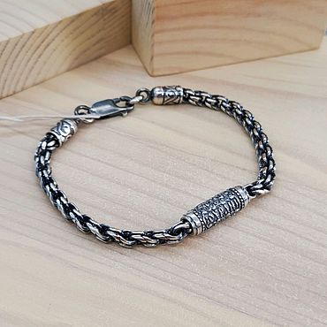 Дизайн и реклама ручной работы. Ярмарка Мастеров - ручная работа Серебряный браслет Спаси и Сохрани оберег Защитный. Handmade.