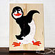 Christmas gift. Puzzles of wood Penguin `Dance!?`. Wooden toys from Grandpa Andrewski.
