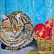Кот с яблоками картина маслом. Картины. Veta Dmitrievna. Интернет-магазин Ярмарка Мастеров.  Фото №2