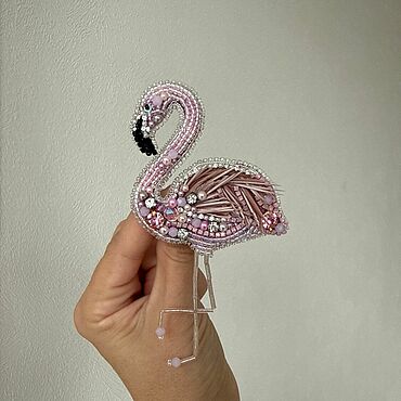 Украшения ручной работы. Ярмарка Мастеров - ручная работа Брошь фламинго. Handmade.
