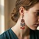 Серьги  с лазуритом и кораллом. Серьги классические. JazzBijoux ДжазБижу (Елена Сафронова). Интернет-магазин Ярмарка Мастеров.  Фото №2