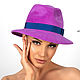  Женская шляпа Федора из велюра "Пурпурная фиалка", Шляпы, Санкт-Петербург,  Фото №1