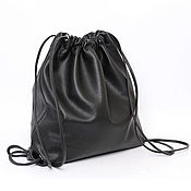 Сумки и аксессуары handmade. Livemaster - original item Black Leather Backpack Leather Bag Large Unisex Minimalism. Handmade.