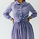 Платье-рубашка из плотного хлопка, с широким поясом. Платья. Emy and Pears. Ярмарка Мастеров.  Фото №4