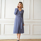 Одежда handmade. Livemaster - original item The dress with the smell of noodles is blue, the midi dress with the smell is gray. Handmade.