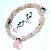 Украшения handmade. Livemaster - original item Strawberry Marshmallow Fairy Necklace and Rose Quartz earrings, beads. Handmade.