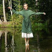Одежда handmade. Livemaster - original item Linden dress made of hemp fabric in green. Handmade.