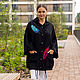 Elongated Parka made of soft viscose with embroidery bright flowers, Parkas jacket, Novosibirsk,  Фото №1
