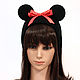 Order Headband with Minnie mouse ears, knitted for hair black. Space Cat Knitting. Livemaster. . Bandage Фото №3