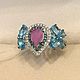 Кольцо с природным рубином груша и цирконами, 925. Кольца. OLVIKSOL JEWELRY STORE. Интернет-магазин Ярмарка Мастеров.  Фото №2