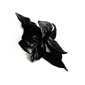 Украшения handmade. Livemaster - original item Small brooch flower made of leather Black Orchid Black Suede leather. Handmade.