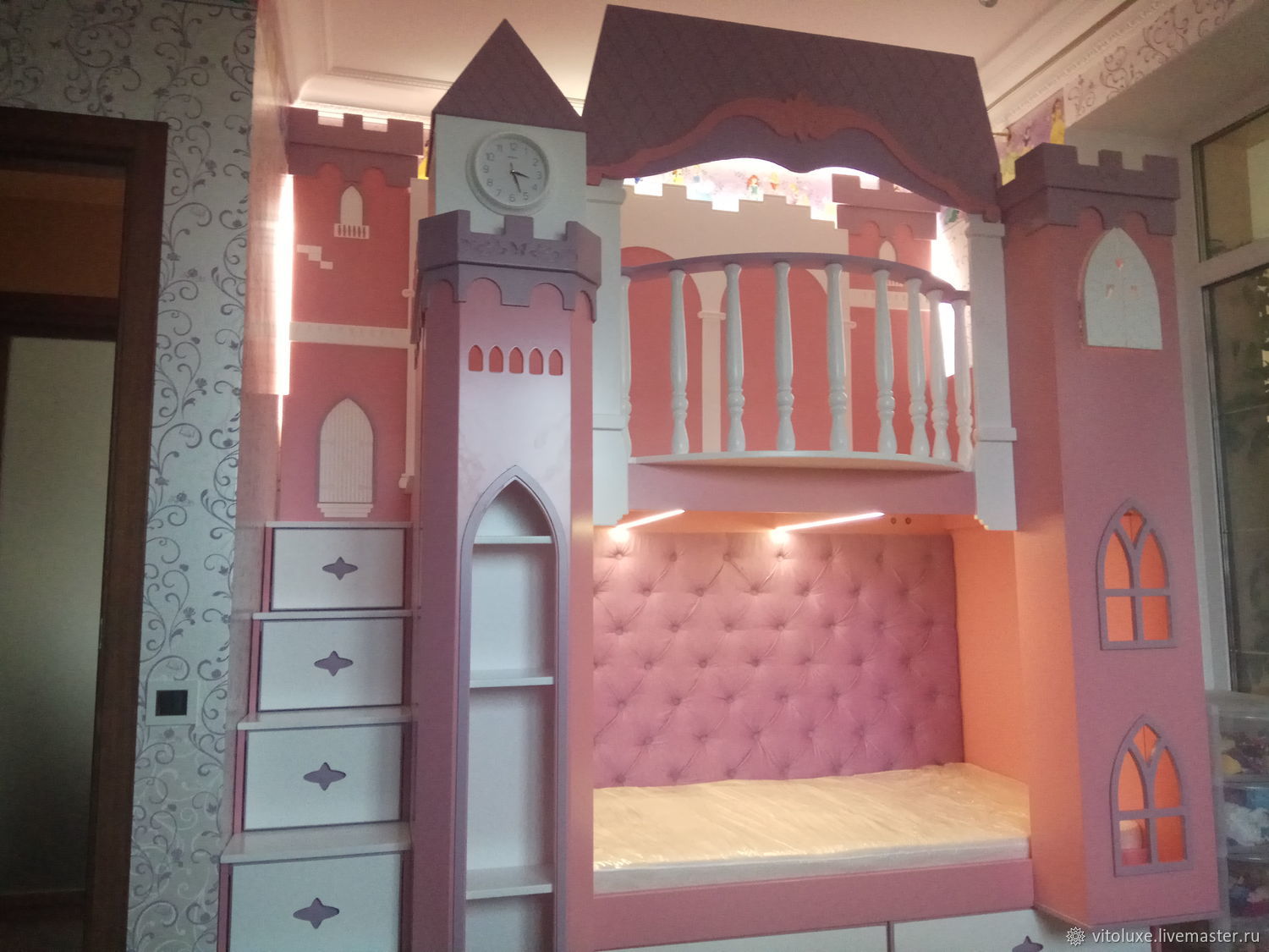 детская кровать для принцессы двухъярусная