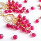 Chandelier earrings with natural stones, gold, fuchsia. Earrings. White Book. Online shopping on My Livemaster.  Фото №2