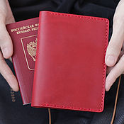 Сумки и аксессуары handmade. Livemaster - original item Red leather passport cover with card slots. Handmade.