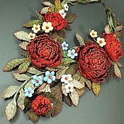 Украшения handmade. Livemaster - original item Peony Hop Necklace with handmade flowers made of genuine leather. Handmade.
