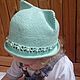 Шляпка с ушками "Мята". Шляпы. Анна (knitteddreamss). Интернет-магазин Ярмарка Мастеров.  Фото №2