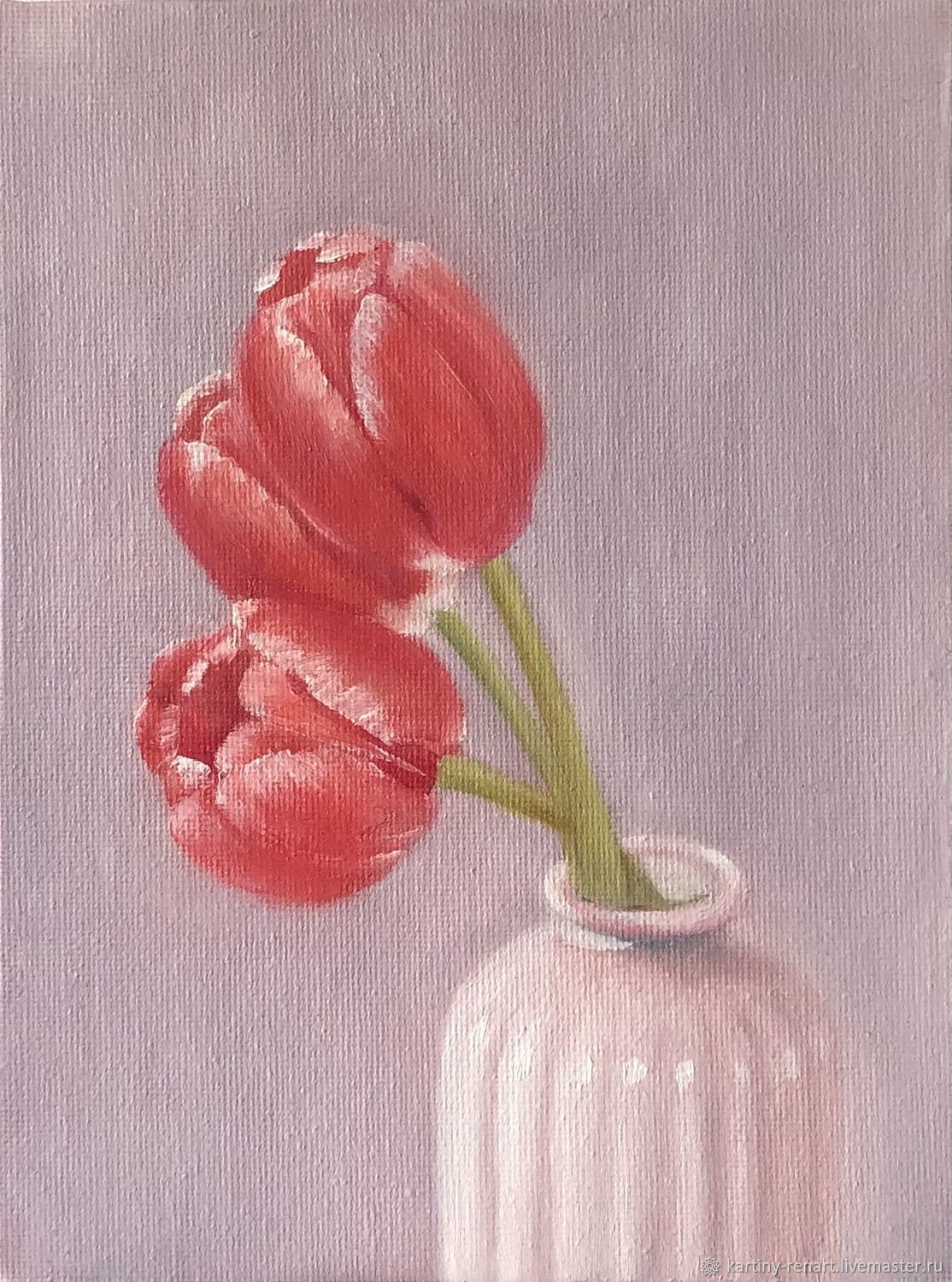 Картина маслом Тюльпаны в вазе в интернет-магазине на Ярмарке Мастеров ...