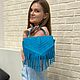 Suede bag with Turquoise fringe over the shoulder. Classic Bag. Katorina Rukodelnica HandMadeButik. Online shopping on My Livemaster.  Фото №2