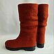 Felted Terracotta boots with a pressed top h 31-35. High Boots. Zhanna. My Livemaster. Фото №6