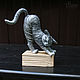 Figure 'Vaska the CAT', a papier-mache grey cat figurine. Figurines. Revkova Tatyana figurki, dekor (figurki-sculpt). Ярмарка Мастеров.  Фото №6