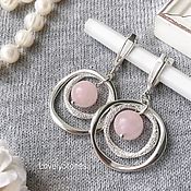 Украшения handmade. Livemaster - original item Harmony rose quartz earrings, spheres, silver clasps, round pink. Handmade.