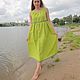 Платье льняное летнее "Барышня-крестьянка" зеленое, Dresses, Yaroslavl,  Фото №1