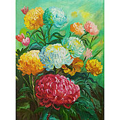 Картины и панно handmade. Livemaster - original item Painting aster flowers 