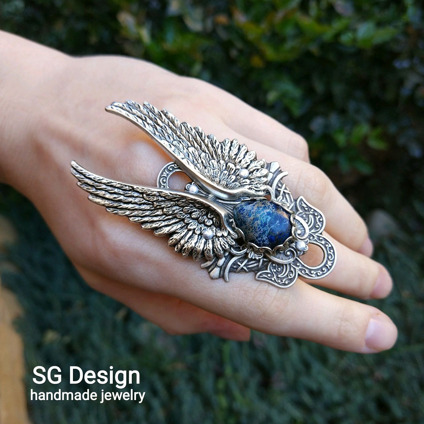 Кольцо "Ангел" Варисцит, крупное кольцо с крыльями, Кольца, Ялта,  Фото №1