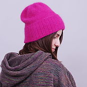 Аксессуары handmade. Livemaster - original item In pink! warm hat made of fluffy angora. Handmade.