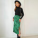 Order Zebra green skirt made of armani silk, satin midi skirt. mozaika-rus. Livemaster. . Skirts Фото №3