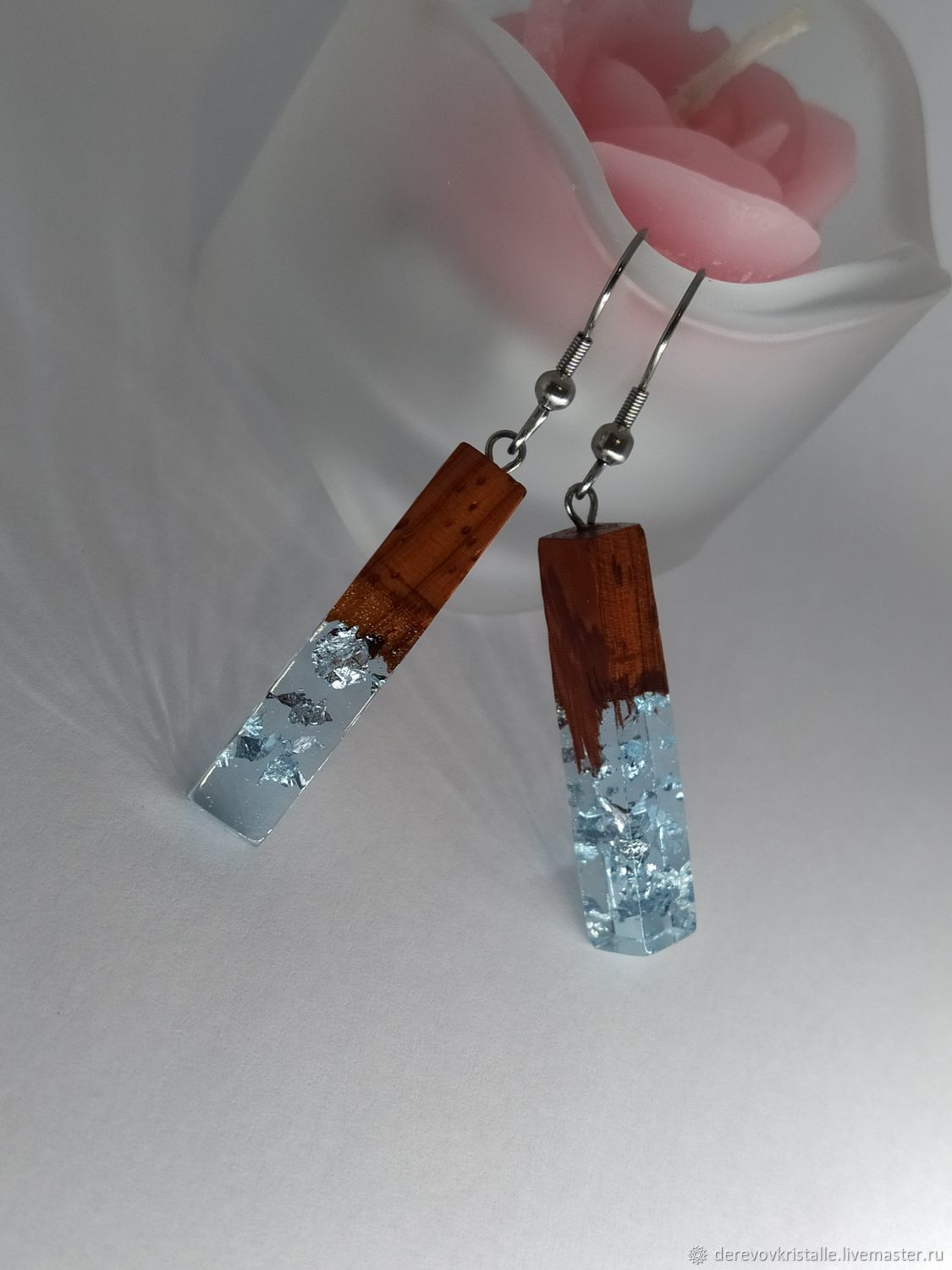 Серьги из дерева и эпоксидной смолы – купить на Ярмарке Мастеров ...