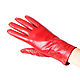 Size 7.5. Winter gloves made of genuine red leather with decor, Vintage gloves, Nelidovo,  Фото №1