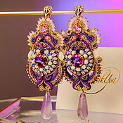 Украшения handmade. Livemaster - original item Sevara Earrings. soutache. Purple pink orange. Handmade.