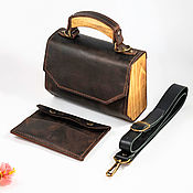 Сумки и аксессуары handmade. Livemaster - original item Amely-Brown leather women`s handbag, handbag with wood. Handmade.