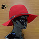 Elegant wide-brimmed hat of felt with a soft brim. Red, Hats1, Ekaterinburg,  Фото №1