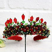 Украшения handmade. Livemaster - original item crown headband red and green festive for girl girls. Handmade.