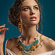 Summer beaded necklace. Necklace goldfish. Designer jewelry Ulyana Moldovyan. Photo Alexander Grankin, style Ksenia Kulinich, model Ekaterina Krylova
